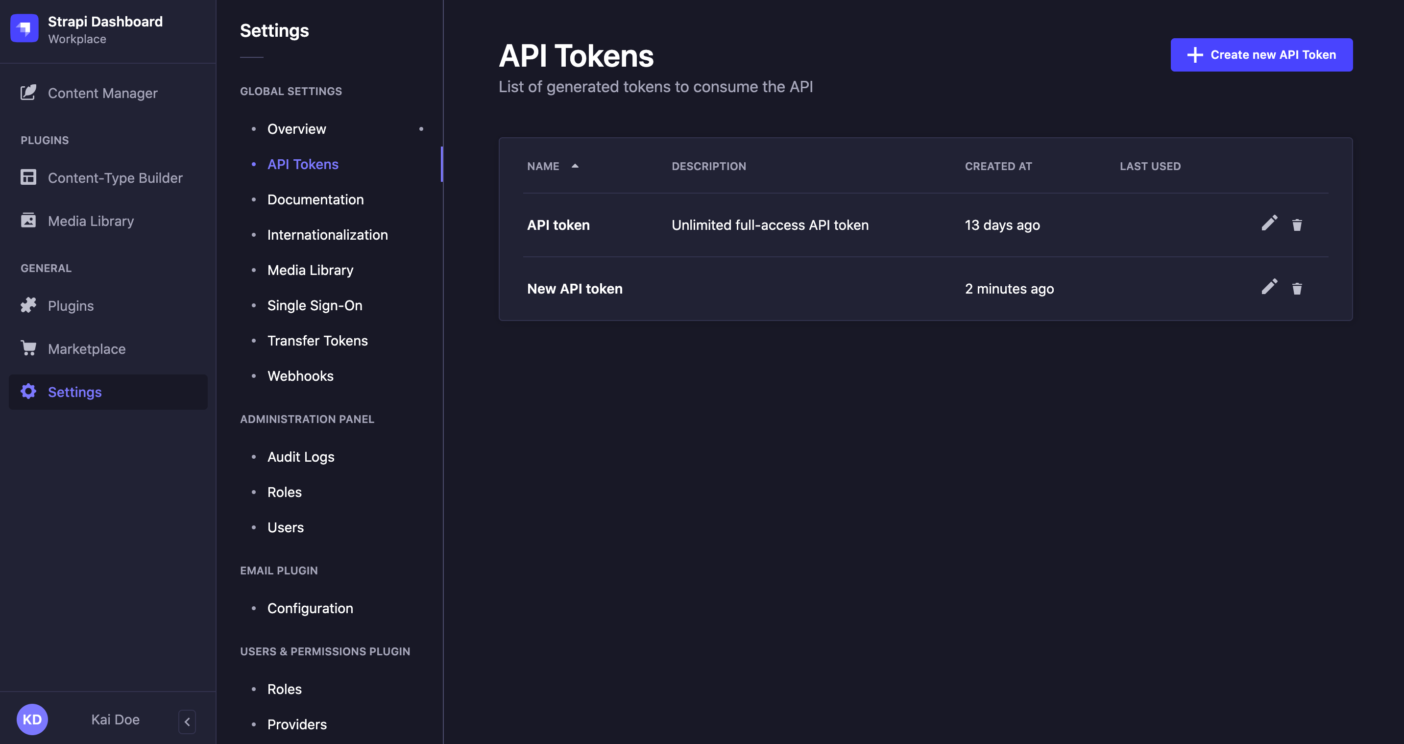 API tokens